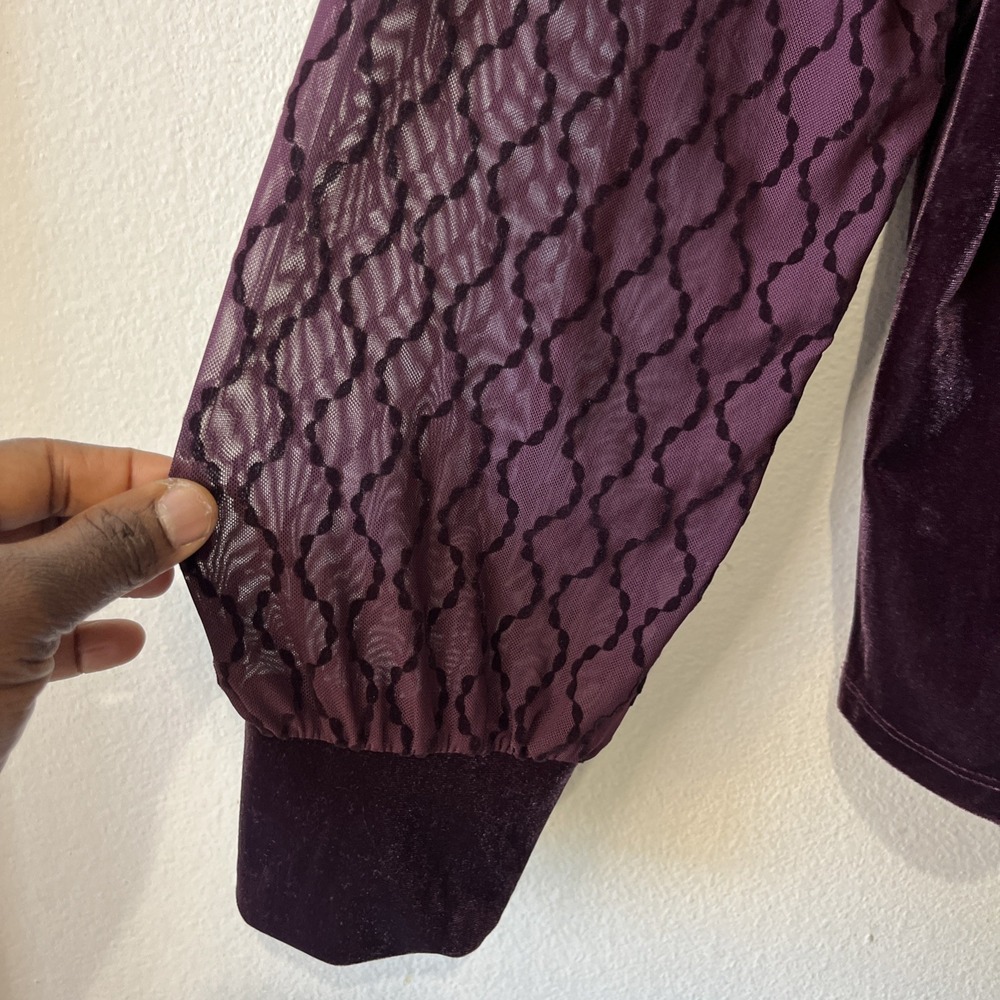 Chico's Velvet Art Deco Burnout Sheer V Neck Blouse Fairy Holiday US XL/3 New - Picture 8 of 9